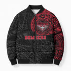 Personalized Essendon Bombers Polynesian Bomber Puffer Jacket Tribal Chest and Sleeve Tattoo Heritage Warrior
