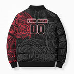 Personalized Essendon Bombers Polynesian Bomber Puffer Jacket Tribal Chest and Sleeve Tattoo Heritage Warrior