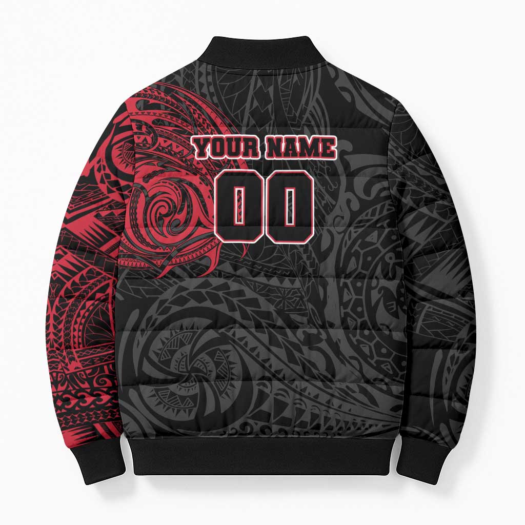 Personalized Essendon Bombers Polynesian Bomber Puffer Jacket Tribal Chest and Sleeve Tattoo Heritage Warrior