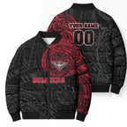 Personalized Essendon Bombers Polynesian Bomber Puffer Jacket Tribal Chest and Sleeve Tattoo Heritage Warrior