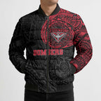 Personalized Essendon Bombers Polynesian Bomber Puffer Jacket Tribal Chest and Sleeve Tattoo Heritage Warrior