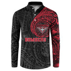 Personalized Essendon Bombers Polynesian Button Sweatshirt Tribal Chest and Sleeve Tattoo Heritage Warrior