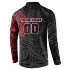 Personalized Essendon Bombers Polynesian Button Sweatshirt Tribal Chest and Sleeve Tattoo Heritage Warrior