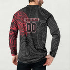 Personalized Essendon Bombers Polynesian Button Sweatshirt Tribal Chest and Sleeve Tattoo Heritage Warrior