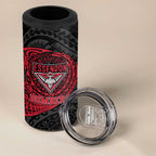Personalized Essendon Bombers Polynesian 4 in 1 Can Cooler Tumbler Tribal Chest and Sleeve Tattoo Heritage Warrior