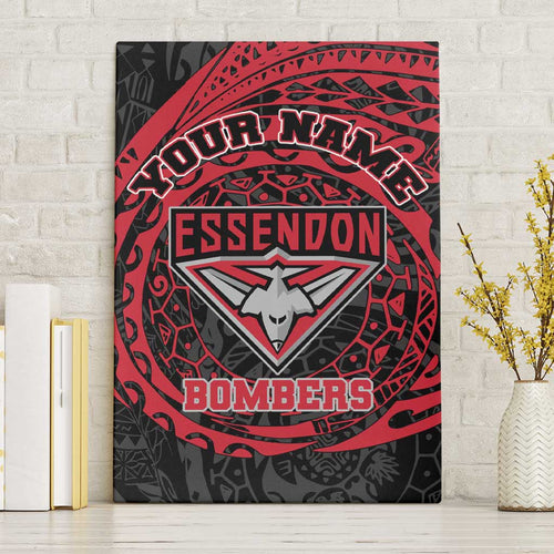 Personalized Essendon Bombers Polynesian Canvas Wall Art Tribal Chest and Sleeve Tattoo Heritage Warrior