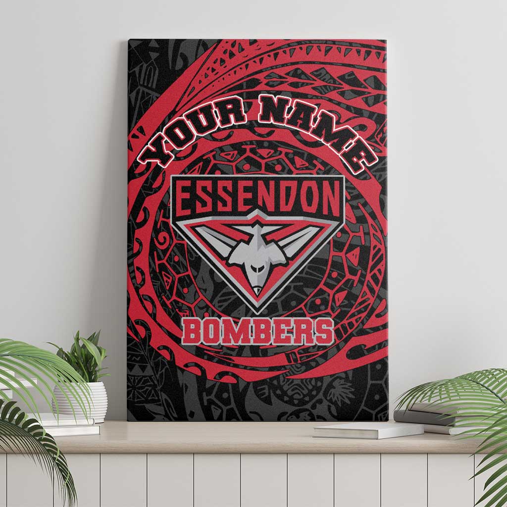 Personalized Essendon Bombers Polynesian Canvas Wall Art Tribal Chest and Sleeve Tattoo Heritage Warrior