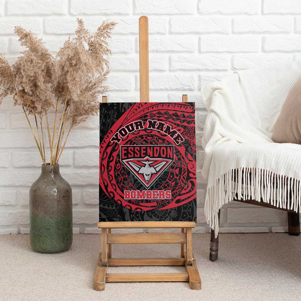 Personalized Essendon Bombers Polynesian Canvas Wall Art Tribal Chest and Sleeve Tattoo Heritage Warrior