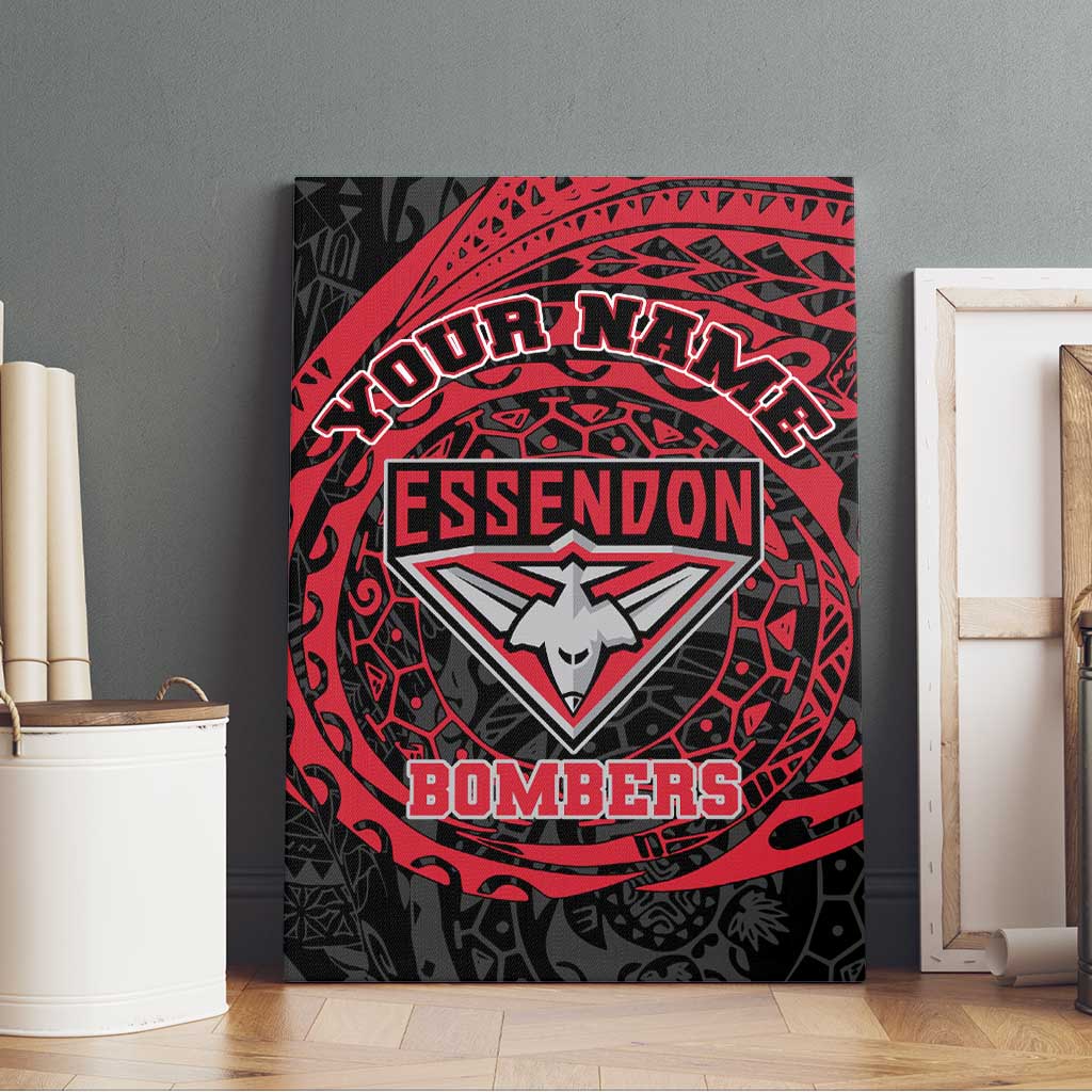 Personalized Essendon Bombers Polynesian Canvas Wall Art Tribal Chest and Sleeve Tattoo Heritage Warrior