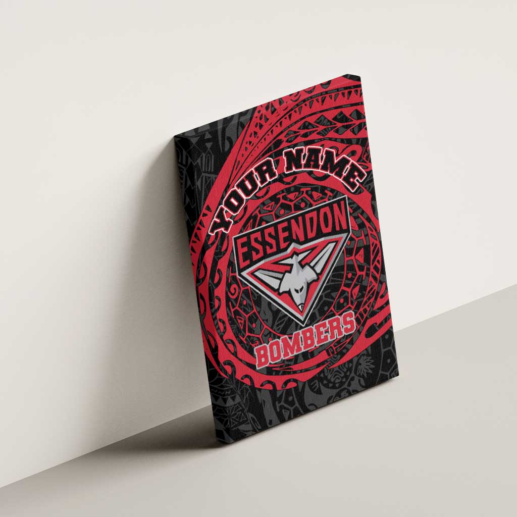 Personalized Essendon Bombers Polynesian Canvas Wall Art Tribal Chest and Sleeve Tattoo Heritage Warrior
