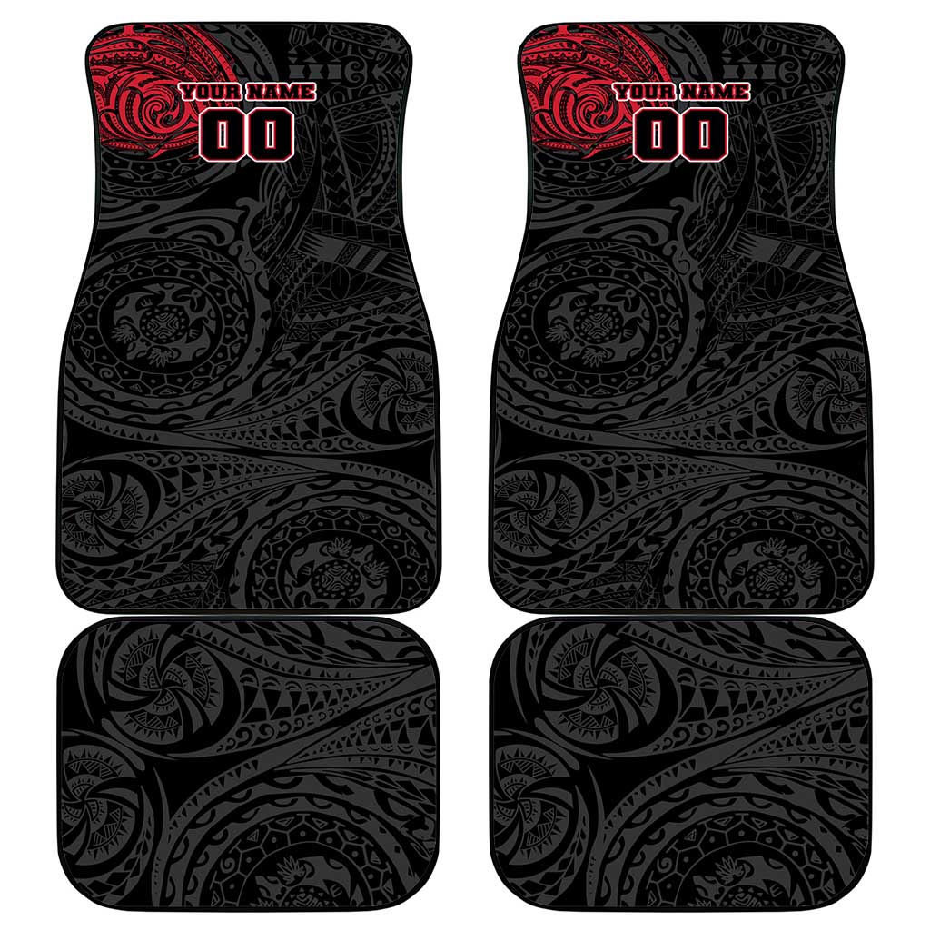 Personalized Essendon Bombers Polynesian Car Mats Tribal Chest and Sleeve Tattoo Heritage Warrior