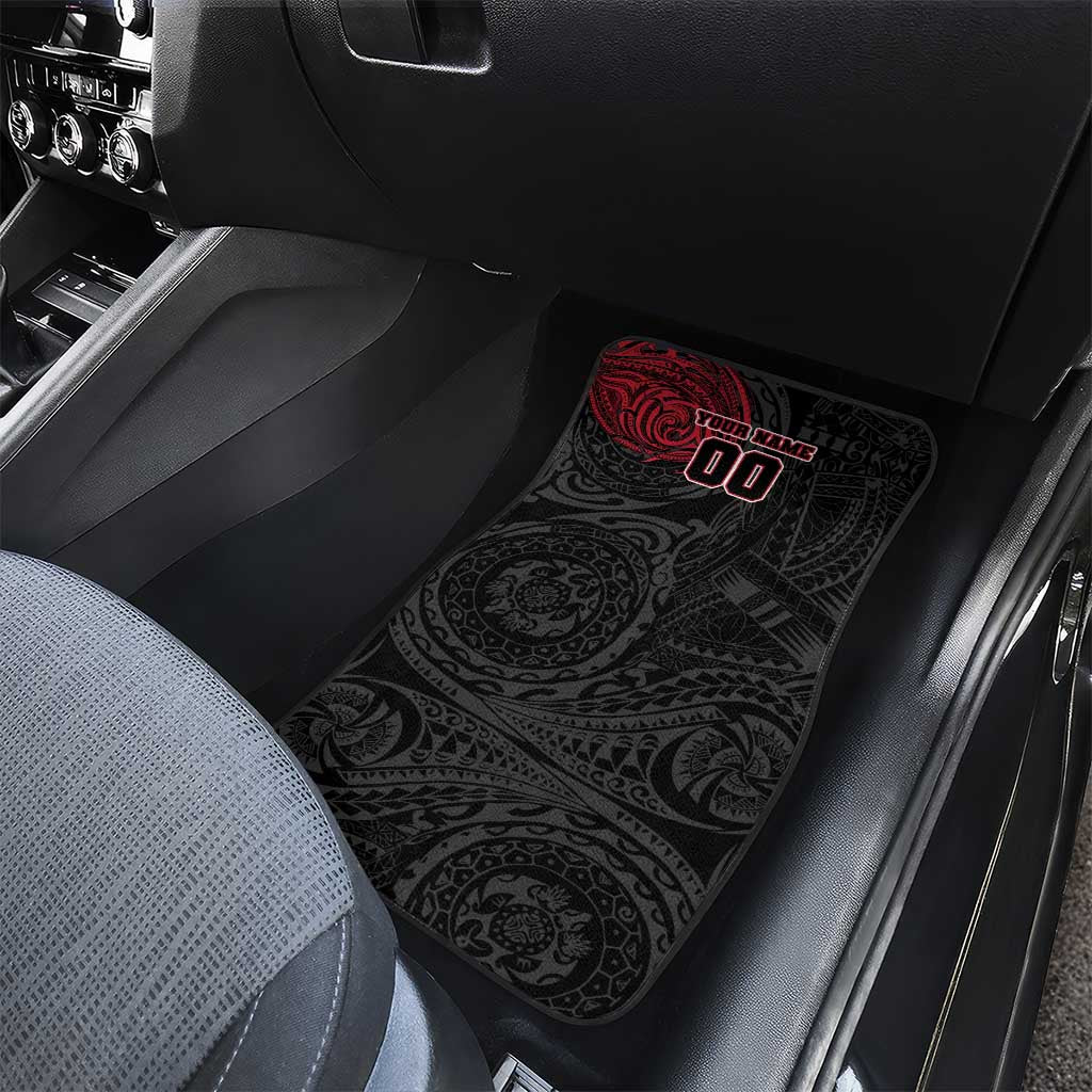 Personalized Essendon Bombers Polynesian Car Mats Tribal Chest and Sleeve Tattoo Heritage Warrior