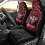 Personalized Essendon Bombers Polynesian Car Seat Cover Tribal Chest and Sleeve Tattoo Heritage Warrior