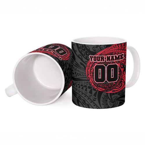Personalized Essendon Bombers Polynesian Ceramic Mug Tribal Chest and Sleeve Tattoo Heritage Warrior