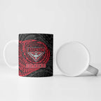 Personalized Essendon Bombers Polynesian Ceramic Mug Tribal Chest and Sleeve Tattoo Heritage Warrior