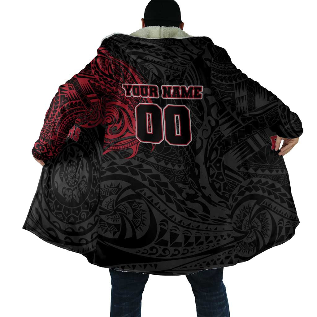 Personalized Essendon Bombers Polynesian Cloak Tribal Chest and Sleeve Tattoo Heritage Warrior
