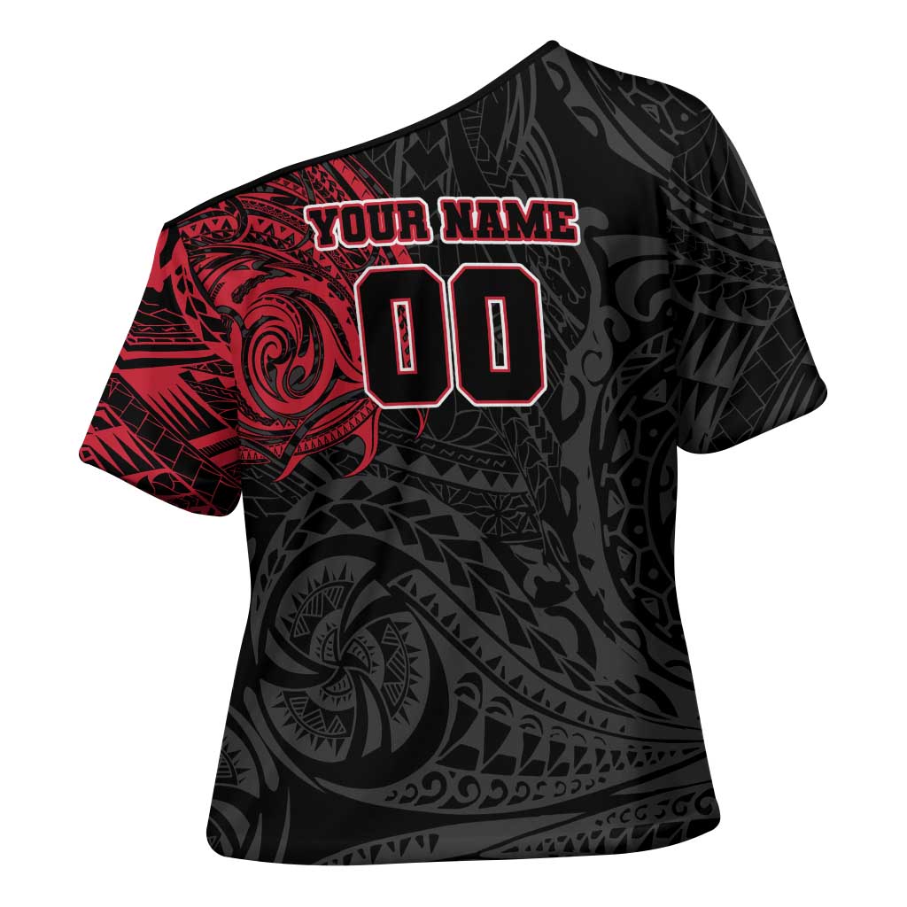 Personalized Essendon Bombers Polynesian Cross Shoulder Shirt Tribal Chest and Sleeve Tattoo Heritage Warrior