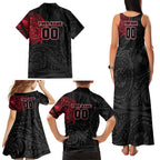 Personalized Essendon Bombers Polynesian Family Matching Tank Maxi Dress and Hawaiian Shirt Tribal Chest and Sleeve Tattoo Heritage Warrior