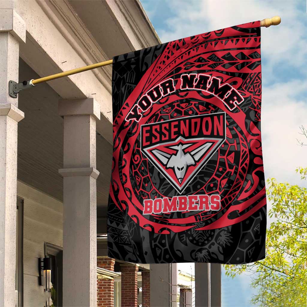 Personalized Essendon Bombers Polynesian Garden Flag Tribal Chest and Sleeve Tattoo Heritage Warrior