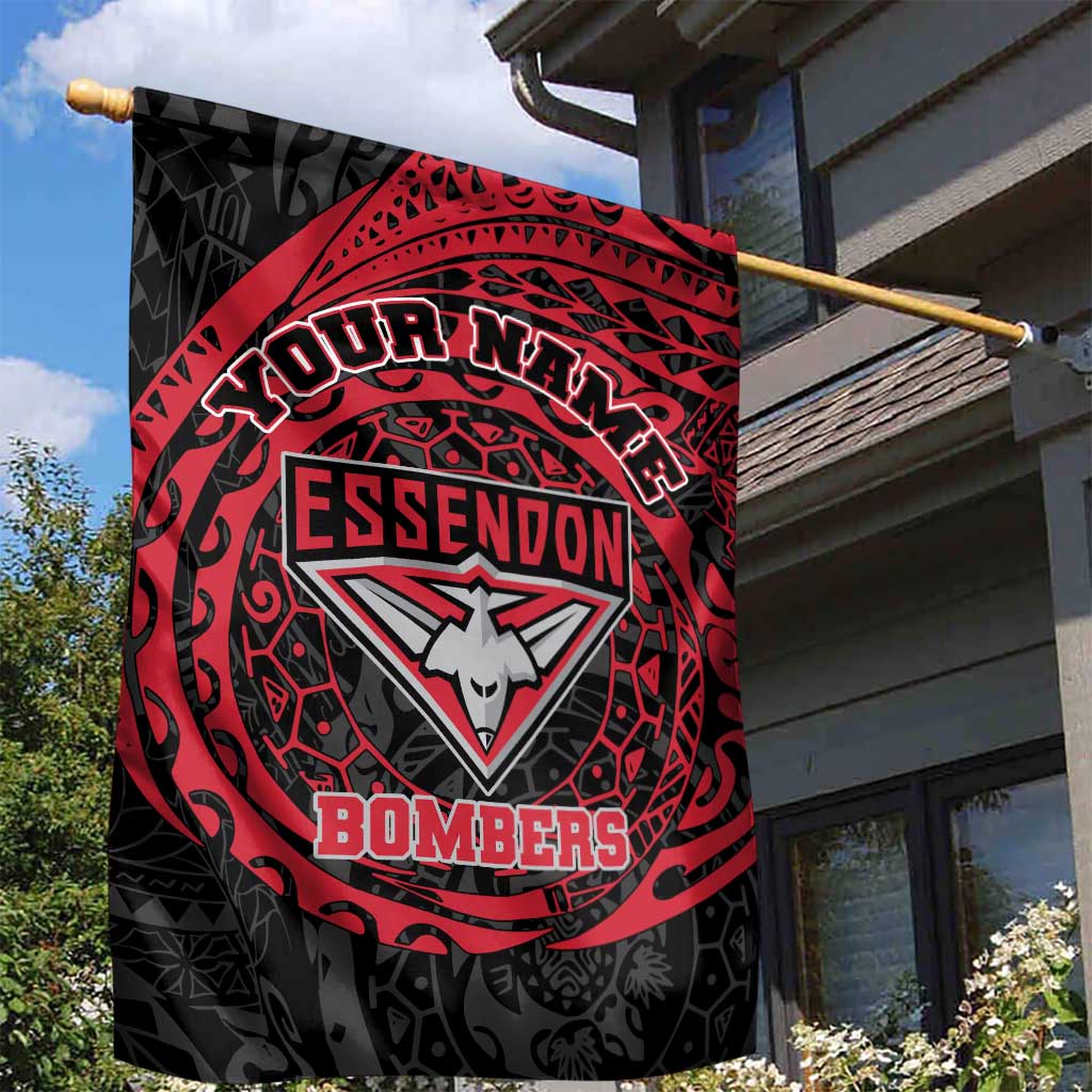 Personalized Essendon Bombers Polynesian Garden Flag Tribal Chest and Sleeve Tattoo Heritage Warrior