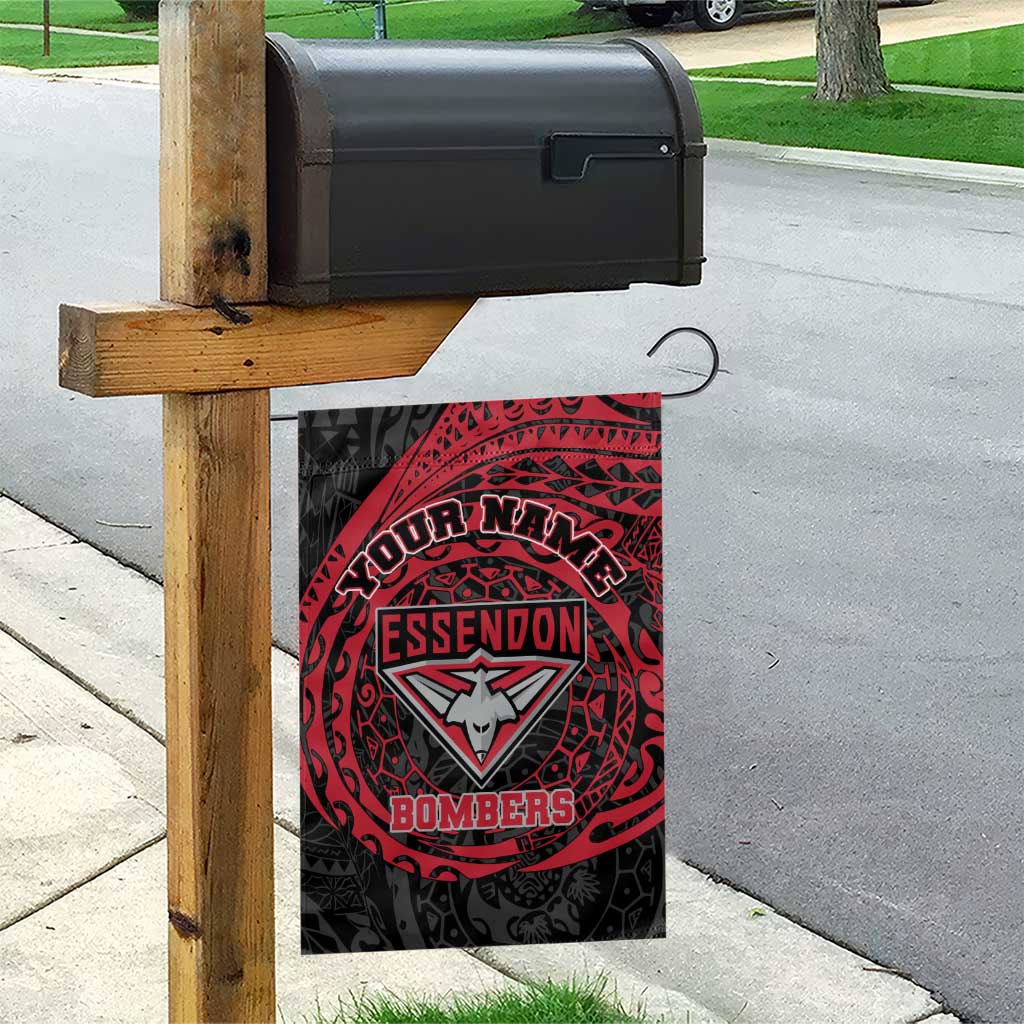 Personalized Essendon Bombers Polynesian Garden Flag Tribal Chest and Sleeve Tattoo Heritage Warrior