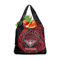 Personalized Essendon Bombers Polynesian Grocery Bag Tribal Chest and Sleeve Tattoo Heritage Warrior