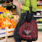 Personalized Essendon Bombers Polynesian Grocery Bag Tribal Chest and Sleeve Tattoo Heritage Warrior