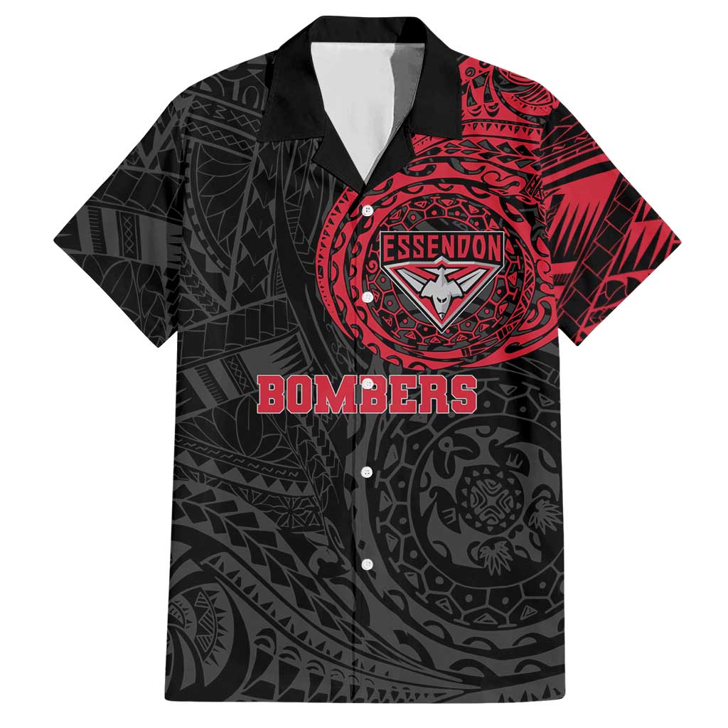 Personalized Essendon Bombers Polynesian Hawaiian Shirt Tribal Chest and Sleeve Tattoo Heritage Warrior