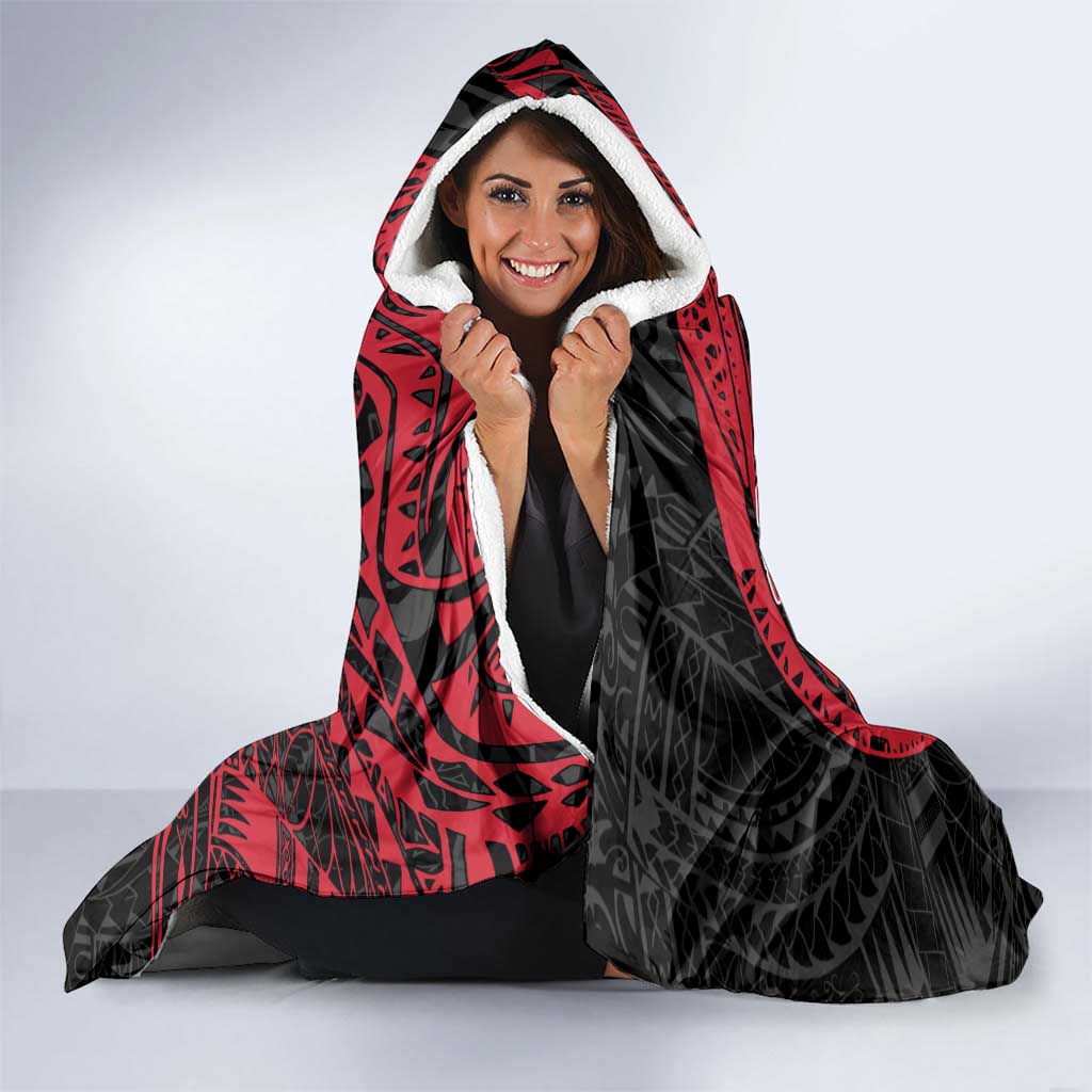 Personalized Essendon Bombers Polynesian Hooded Blanket Tribal Chest and Sleeve Tattoo Heritage Warrior