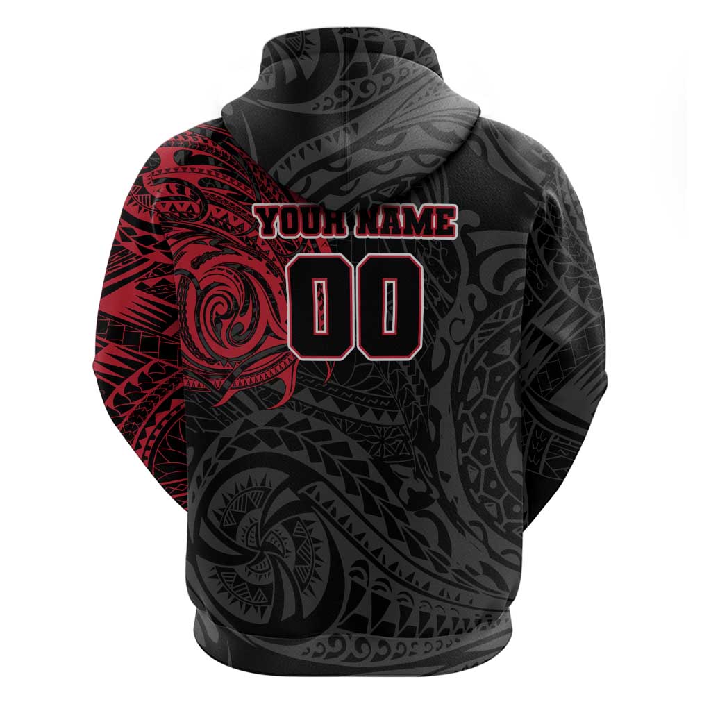 Personalized Essendon Bombers Polynesian Hoodie Tribal Chest and Sleeve Tattoo Heritage Warrior