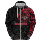 Personalized Essendon Bombers Polynesian Hoodie Tribal Chest and Sleeve Tattoo Heritage Warrior
