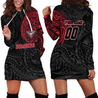 Personalized Essendon Bombers Polynesian Hoodie Dress Tribal Chest and Sleeve Tattoo Heritage Warrior