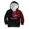 Personalized Essendon Bombers Polynesian Kid Hoodie Tribal Chest and Sleeve Tattoo Heritage Warrior