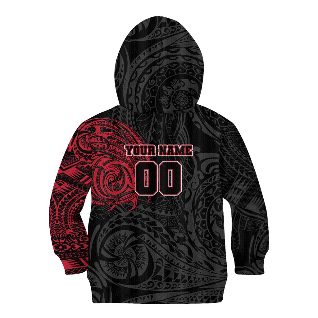 Personalized Essendon Bombers Polynesian Kid Hoodie Tribal Chest and Sleeve Tattoo Heritage Warrior