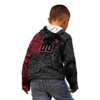 Personalized Essendon Bombers Polynesian Kid Hoodie Tribal Chest and Sleeve Tattoo Heritage Warrior