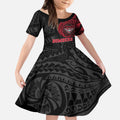 Personalized Essendon Bombers Polynesian Kid Short Sleeve Dress Tribal Chest and Sleeve Tattoo Heritage Warrior