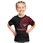 Personalized Essendon Bombers Polynesian Kid T Shirt Tribal Chest and Sleeve Tattoo Heritage Warrior