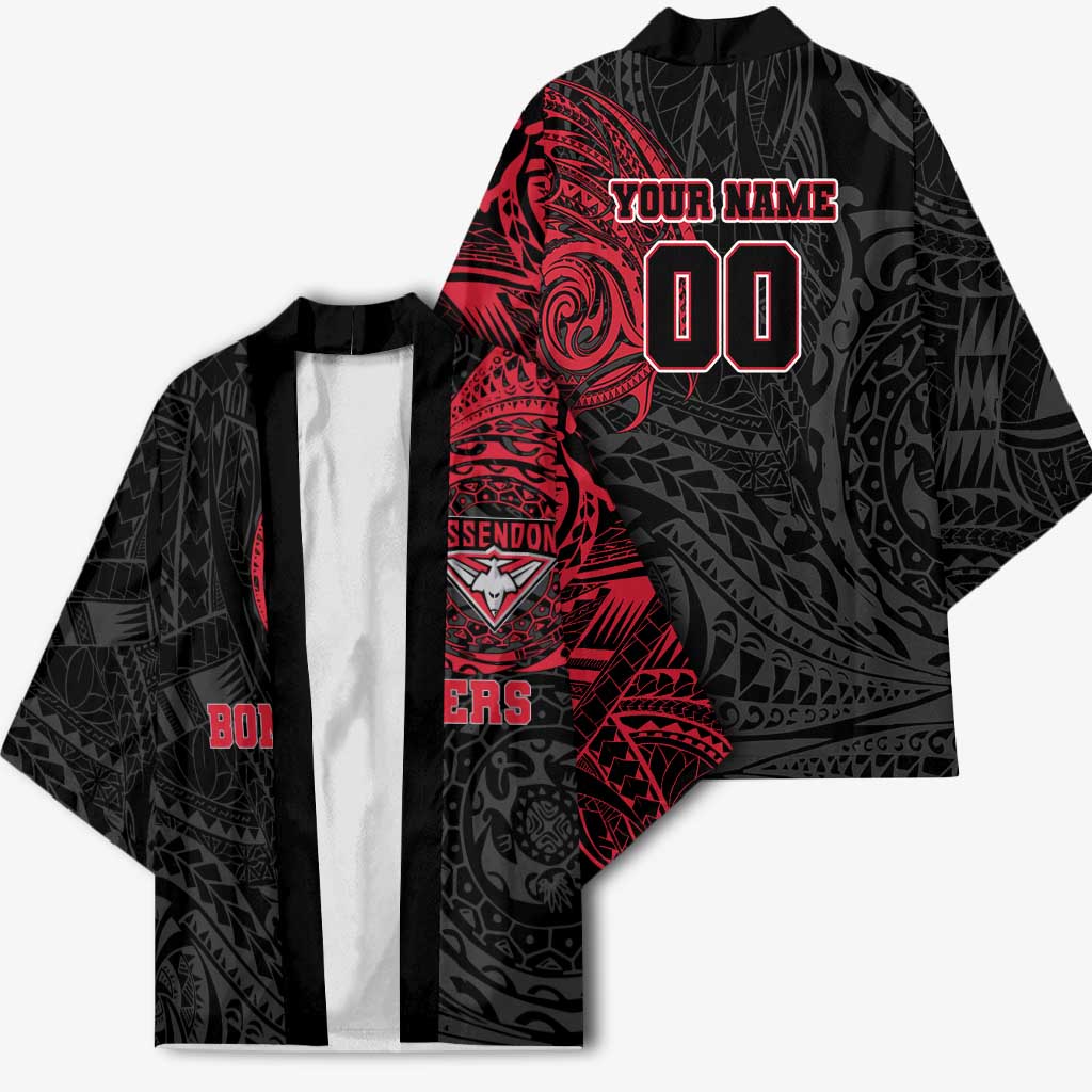 Personalized Essendon Bombers Polynesian Kimono Tribal Chest and Sleeve Tattoo Heritage Warrior