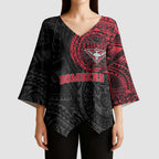 Personalized Essendon Bombers Polynesian Kimono Sleeve Blouse Tribal Chest and Sleeve Tattoo Heritage Warrior