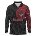 Personalized Essendon Bombers Polynesian Long Sleeve Polo Shirt Tribal Chest and Sleeve Tattoo Heritage Warrior