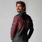 Personalized Essendon Bombers Polynesian Long Sleeve Polo Shirt Tribal Chest and Sleeve Tattoo Heritage Warrior