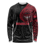 Personalized Essendon Bombers Polynesian Long Sleeve Shirt Tribal Chest and Sleeve Tattoo Heritage Warrior