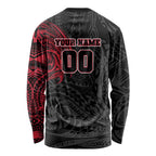Personalized Essendon Bombers Polynesian Long Sleeve Shirt Tribal Chest and Sleeve Tattoo Heritage Warrior