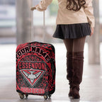 Personalized Essendon Bombers Polynesian Luggage Cover Tribal Chest and Sleeve Tattoo Heritage Warrior
