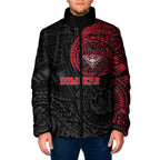 Personalized Essendon Bombers Polynesian Padded Jacket Tribal Chest and Sleeve Tattoo Heritage Warrior