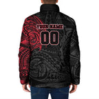 Personalized Essendon Bombers Polynesian Padded Jacket Tribal Chest and Sleeve Tattoo Heritage Warrior