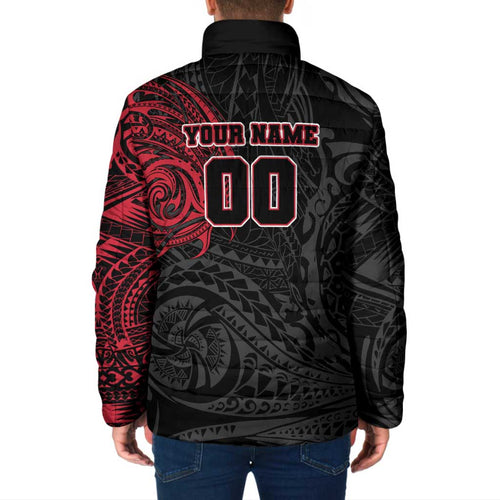 Personalized Essendon Bombers Polynesian Padded Jacket Tribal Chest and Sleeve Tattoo Heritage Warrior