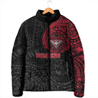 Personalized Essendon Bombers Polynesian Padded Jacket Tribal Chest and Sleeve Tattoo Heritage Warrior