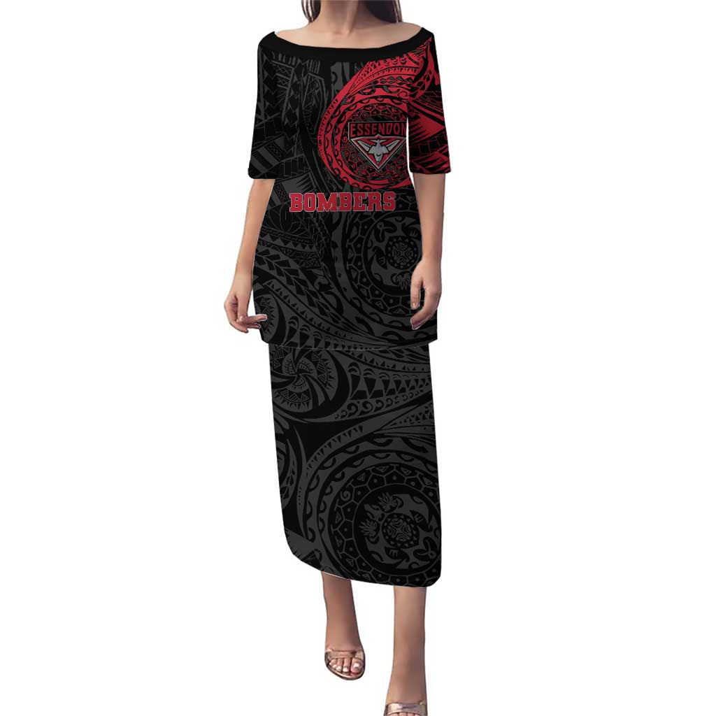Personalized Essendon Bombers Polynesian Puletasi Tribal Chest and Sleeve Tattoo Heritage Warrior