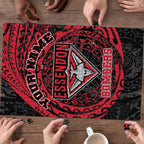Personalized Essendon Bombers Polynesian Puzzle Tribal Chest and Sleeve Tattoo Heritage Warrior